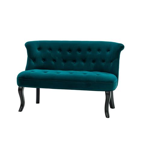 14 Karat Home 47.7-in Farmhouse Teal Velvet Loveseat at Lowes.com