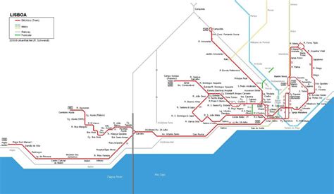 Lisbon tram map - Lisboa tram map (Portugal)