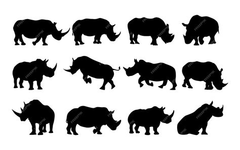 Premium Vector | Vector collection of rhinoceros silhouette