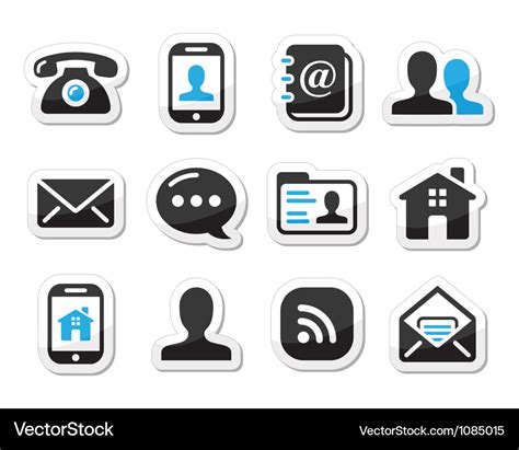 Contact icons set as labels - mobile user email Vector Image