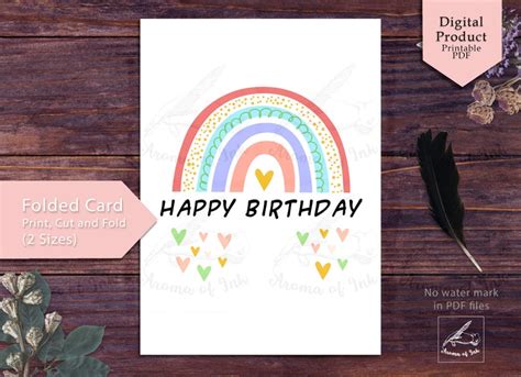 Happy Birthday Rainbow Printable Card Birthday Card Template - Etsy