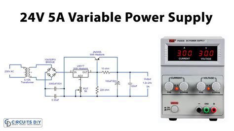 24 Volt 5A Variable Or Adjustable Power Supply