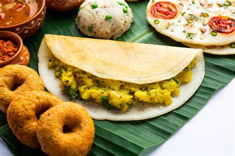 South Indian Masala Dosa, Uttapam, Idli vada sambar, semolina halwa ...