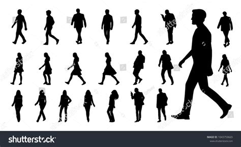 Vector Collection Walking People Silhouettes Stock Vector (Royalty Free) 1043759665 | Shutterstock