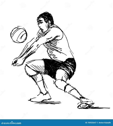 Hand Sketch Volleyball Player Stock Vector - Illustration of vector ...