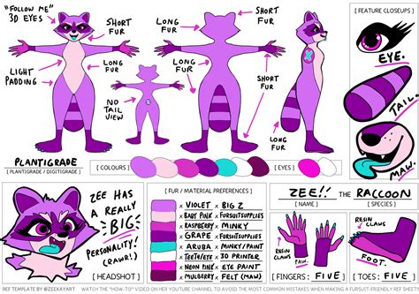 fursuit fursona reference ref sheet base template free download – zeetheraccoon