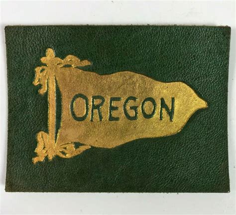 University of Oregon Flag Pennant Antique Tobacco Leather Patch ...