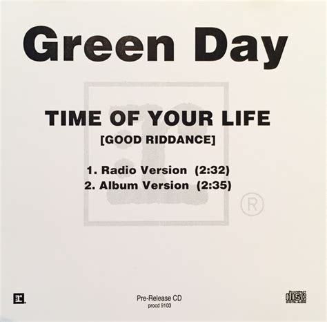 Green Day - Time Of Your Life (Good Riddance) (1997, CD) | Discogs