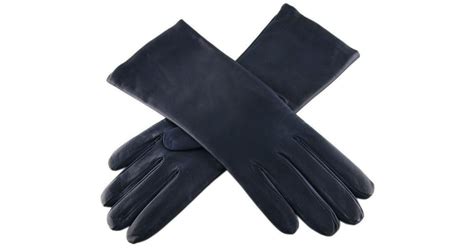 Black.co.uk Midnight Navy Blue Leather Gloves With Cashmere Lining in Blue | Lyst