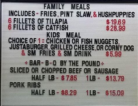 Menu at Joe's Seafood restaurant, Dallas