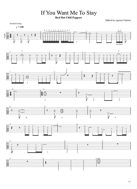 If You Want Me To Stay Chords & Tabs - Red Hot Chili Peppers