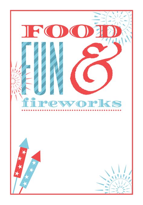 Food Fun and Fireworks - Free Printable 4th of July Invitation Template ...