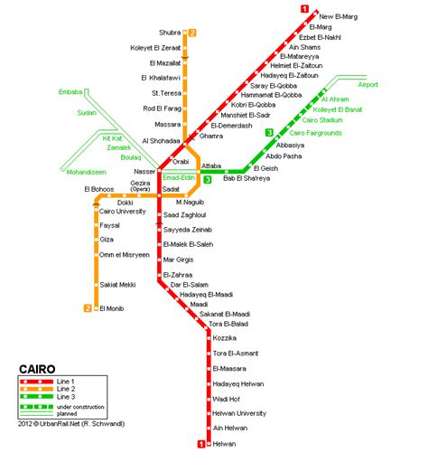 خريطة محطات مترو أنفاق القاهرة Cairo Metro Map - مجلة رحالة