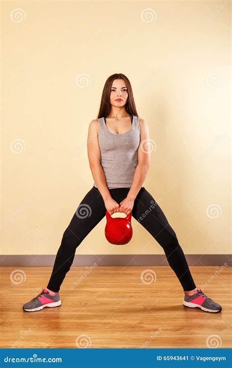 Girl Athlete Squats with Weights. Stock Image - Image of model, diet: 65943641