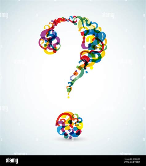 Big question mark made from smaller question marks (rainbow colors ...