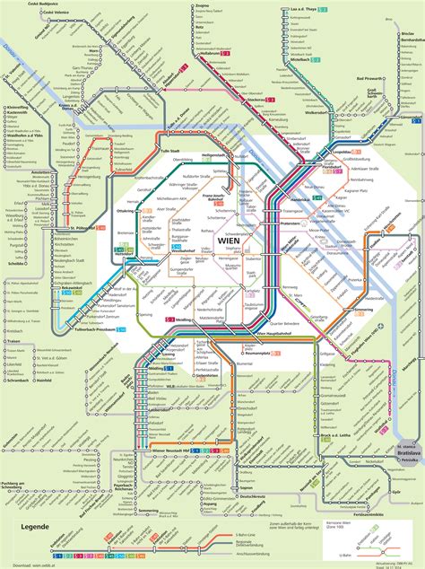 Map of Vienna commuter rail (s bahn): stations & lines