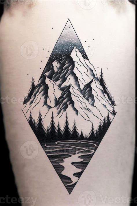 man with a mountain tattoo on his back. generative ai. 23884166 Stock ...