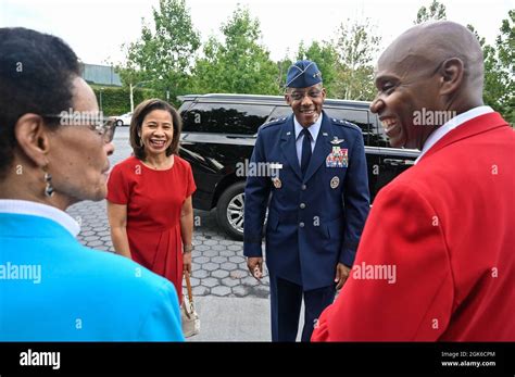 Air Force Chief of Staff Gen. CQ Brown, Jr. and his wife, Sharene Brown, greet Tuskegee Airmen ...