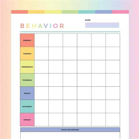 Printable Behaviour Chart For Kids | Instant Download PDF | A4 and US Letter – Plan Print Land