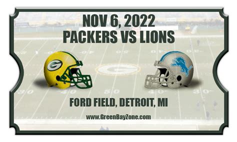 Green Bay Packers vs Detroit Lions Football Tickets | 11/06/22