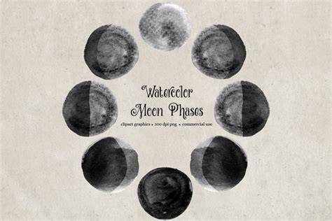 Watercolor Moon Phases Clipart (476581)