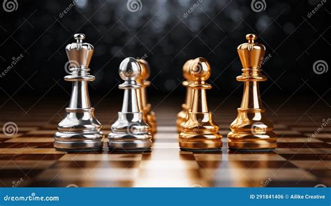 Gold Silver Chess Pieces on the Chessboard Stock Illustration - Illustration of challenge ...