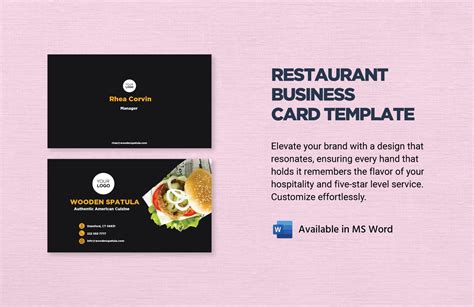 Simple Restaurant Business Card Template - Download in Word, Google ...