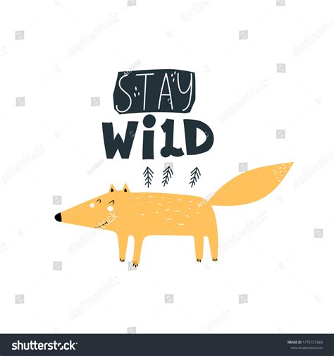 Cartoon Fox Hand Drawing Lettering Colorful Stock Vector (Royalty Free ...