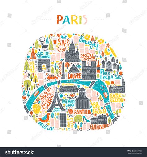 Map Paris Drawn By Hand Illustration Stock Vector (Royalty Free ...