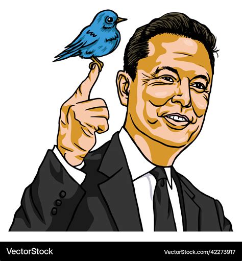 Elon musk buy twitter bird cartoon Royalty Free Vector Image