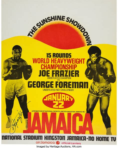 1973 George Foreman vs. Joe Frazier I On-Site Boxing Poster, Signed | Lot #13905 | Heritage Auctions