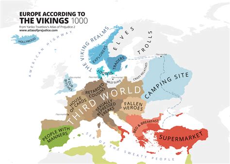 Comic Map Of Europe According To The Vikings (Circa 1000)