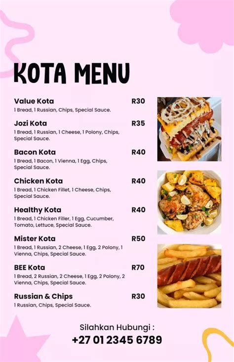 Kota Menu Templates - Customize & Download (Free)