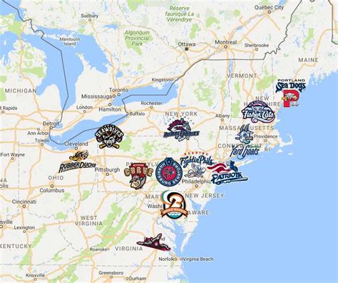 Eastern League Map | Teams | Logos - Sport League Maps