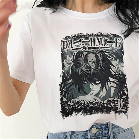 Anime DN Death Note Letter Print Short Sleeve T-Shirt - Death Note Merchandise - DeathNoteShop.com