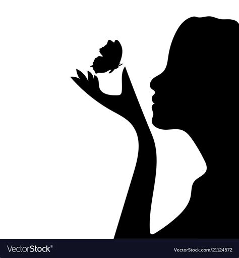 Silhouette of a beauty girl with butterfly Vector Image