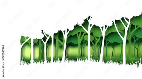 Vetor de Eco green nature forest background template.Forest plantation with ecology and ...