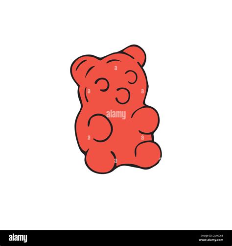 Vector hand drawn doodle sketch colored gummy bear isolated on white ...