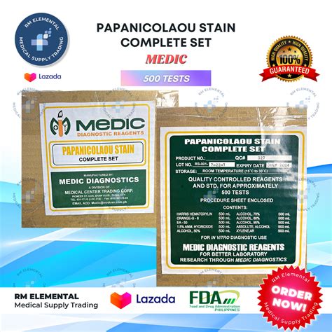 PAPANICOLAOU STAIN COMPLETE SET (MEDIC) | Lazada PH