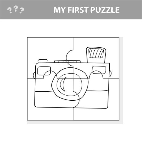 Camera with a lens. Education paper game for preshool children. Jigsaw puzzle 4651348 Vector Art ...