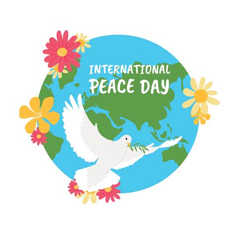 Peace Day. Poster for peace day with dove and flowers 3471393 Vector Art at Vecteezy