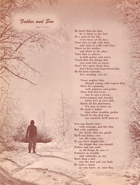 Vintage Print. Father and Son. Poem by Edgar A. by GraceArchives