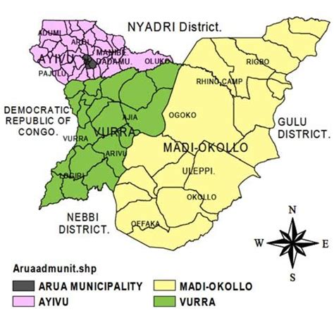 Map of Arua showing location of Uleppi sub-county (Arua DDP, 2002) | Download Scientific Diagram