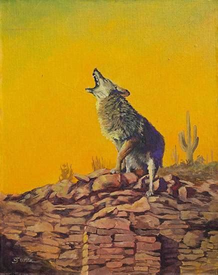 NJ Busse Fine Art: Original Coyote,Wildlife Painting "COYOTE ON A KIVA ...