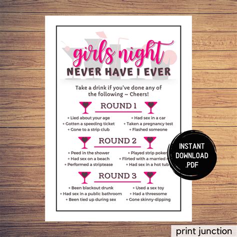 Girls Night Games, Never Have I Ever Drinking Game, Ladies Night Games ...