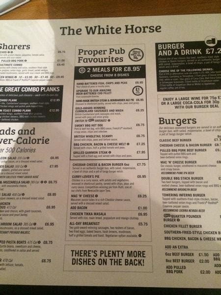 Menu at White Horse pub & bar, Aberystwyth