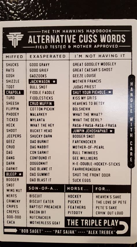 "Alternative Curse Words" Chart. These look vaguely familiar growing up... : r/exmormon