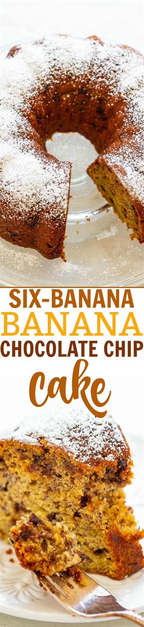 Six-Banana Banana Chocolate Chip Cake Recipe - Averie Cooks