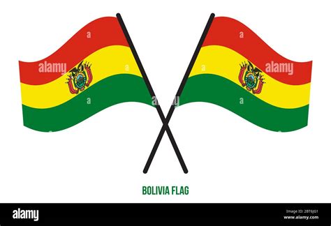 Dos cruzaron la bandera de Bolivia en el fondo blanco aislado. Bolivia ...