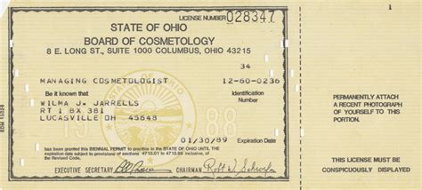 Wilma Jarrells Board of Cosmetology License · Local History Digital ...